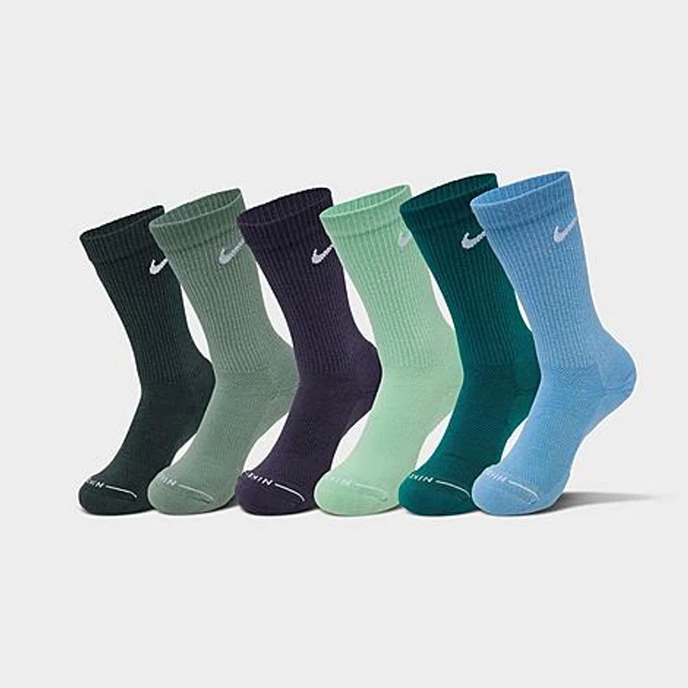 Nike Men's Everyday Elevated Crew Socks (6-Pack) in Spruce/Blue/Steam Size: Small