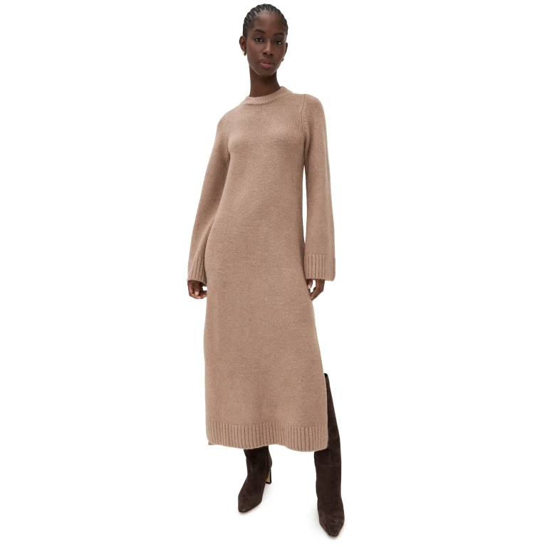 Show Me Your Mumu Lorraine Maxi Sweater Dress Maple Brown Knit S