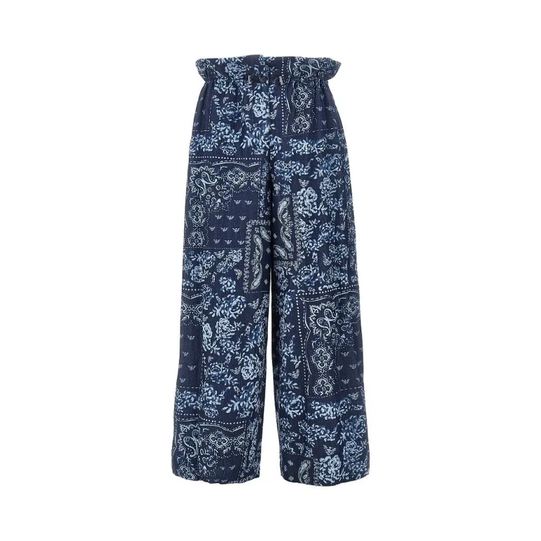 EMPORIO ARMANI Bandana print chambray pants Woman 38