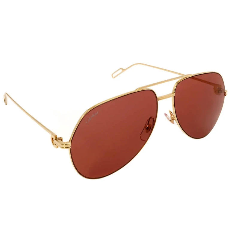 Cartier Burgundy Pilot Unisex Sunglasses CT0110S 009 60