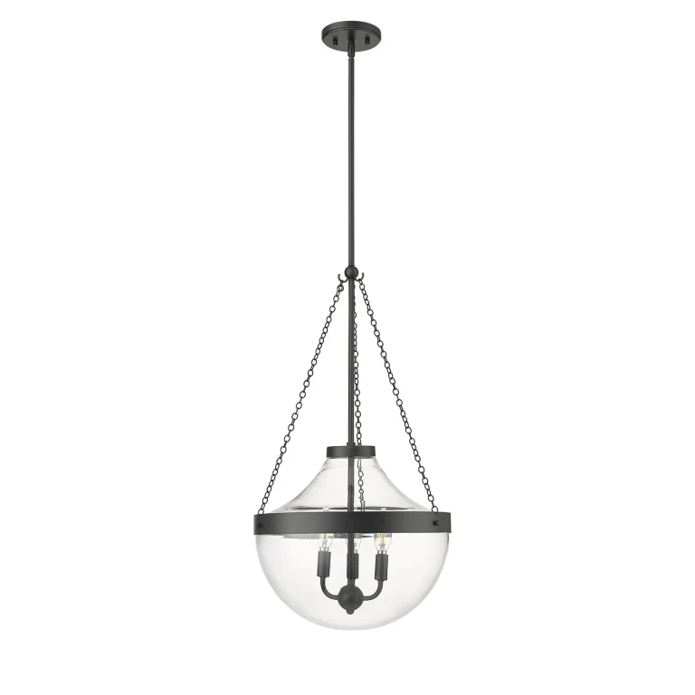 Matte Black Three Light Pendant from the Clarra Collection