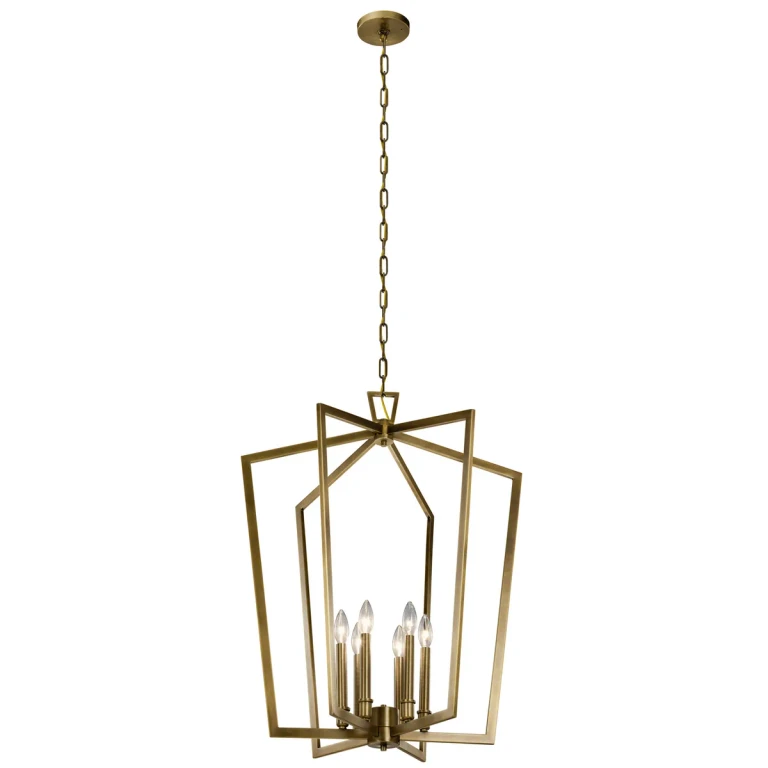 Abbotswell 6-Light 25" Pendant Light in Natural Brass