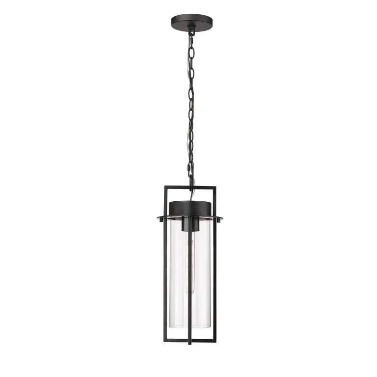 Powder Coated Black One Light Outdoor Hanging Lantern from the Russell Collection