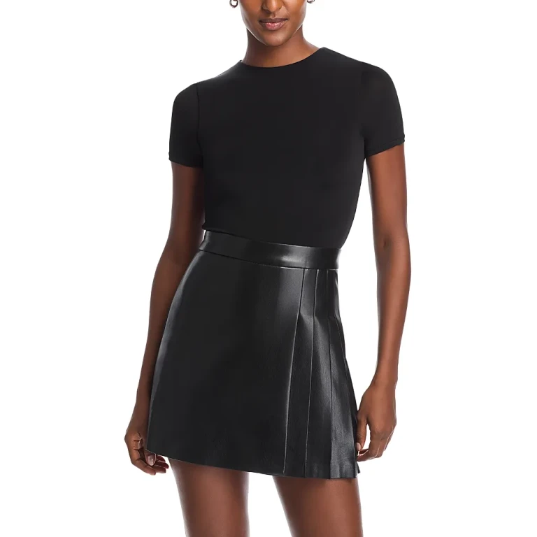 Alice and Olivia Chara Faux Leather Short Sleeve Dress