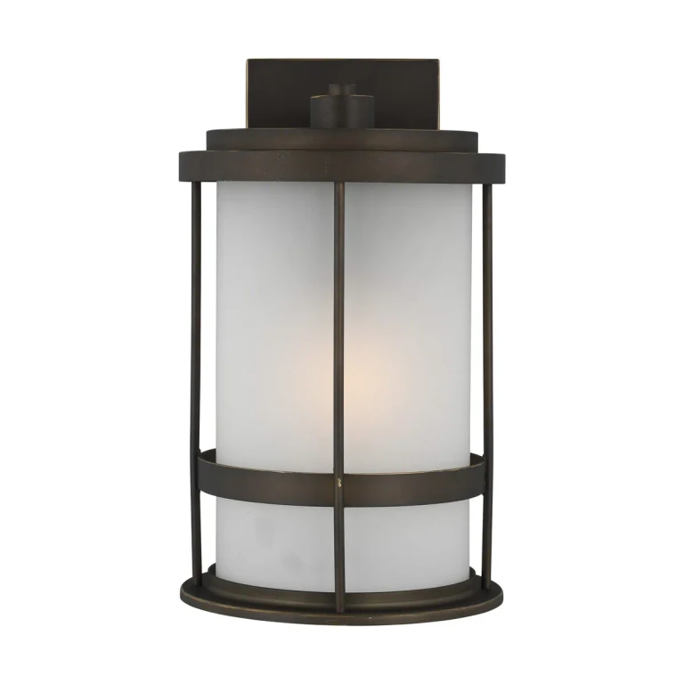 Antique Bronze One Light Outdoor Wall Lantern from the Wilburn Collection