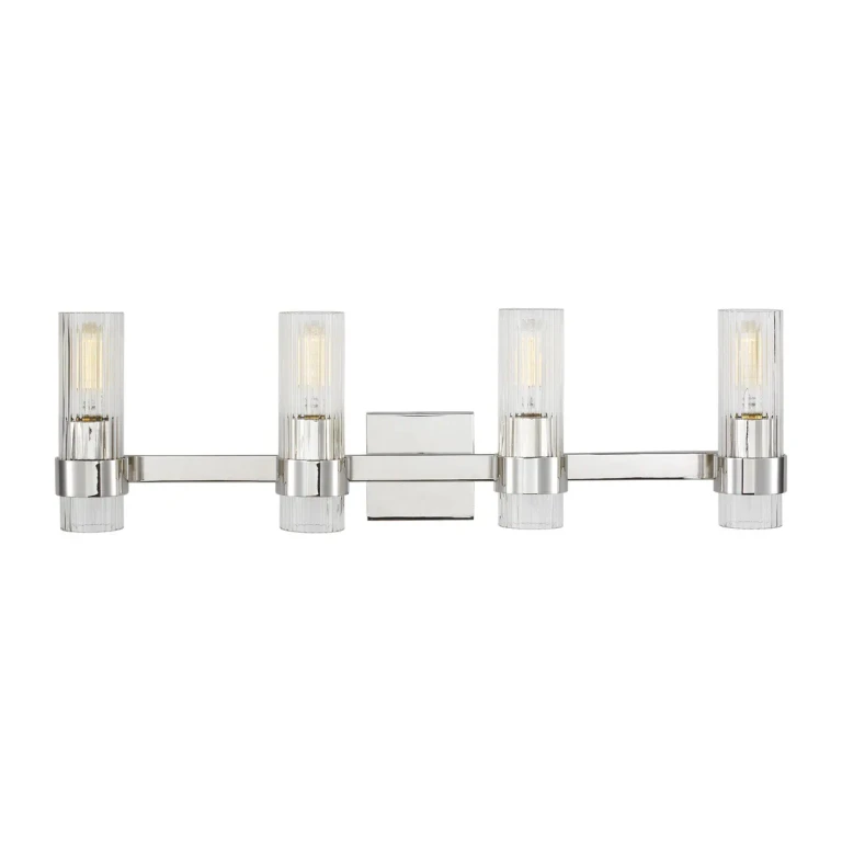 Visual Comfort Studio Geneva 4-Light Bathroom Vanity Light in Polished Nickel by Chapman & Myers