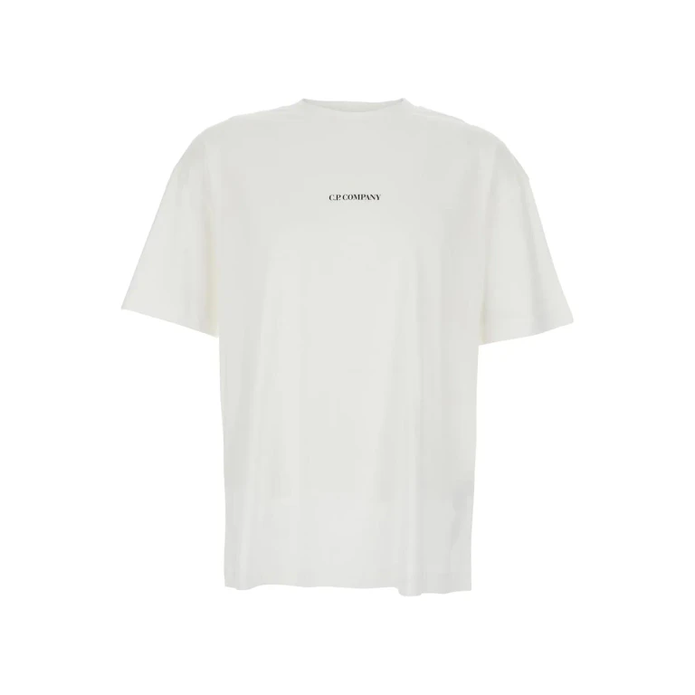 C. P. Company White T-shirt With Logo Detail On The Front And Logo On The Back In Cotton Men