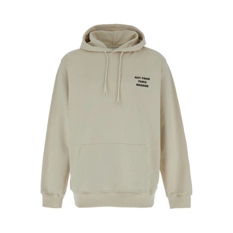 Drôle de Monsieur Beige Hoodie With Front And Rear Logo In Cotton Man
