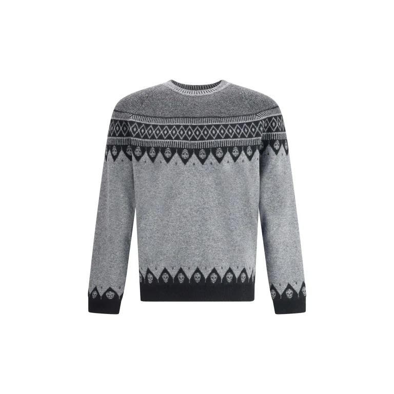 Alexander Mcqueen Pull Col Rond - Gris