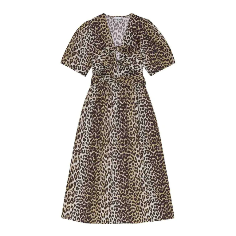 Ganni Knielanges Kleid mit Animal-Print
