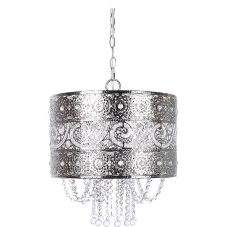Tangier Nickel Pendant Light with Crystal Dangles