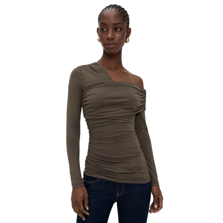 Susana Monaco Carryover One Shoulder Off Shoulder Top 8 Perfect Red L