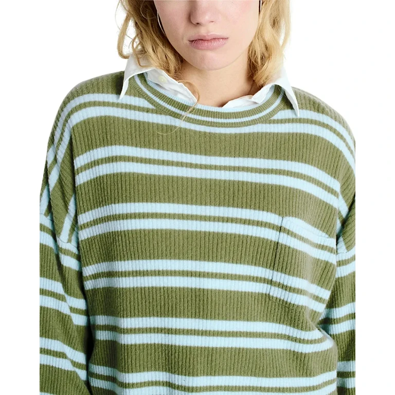 Cropped Striped Wool Sweater
