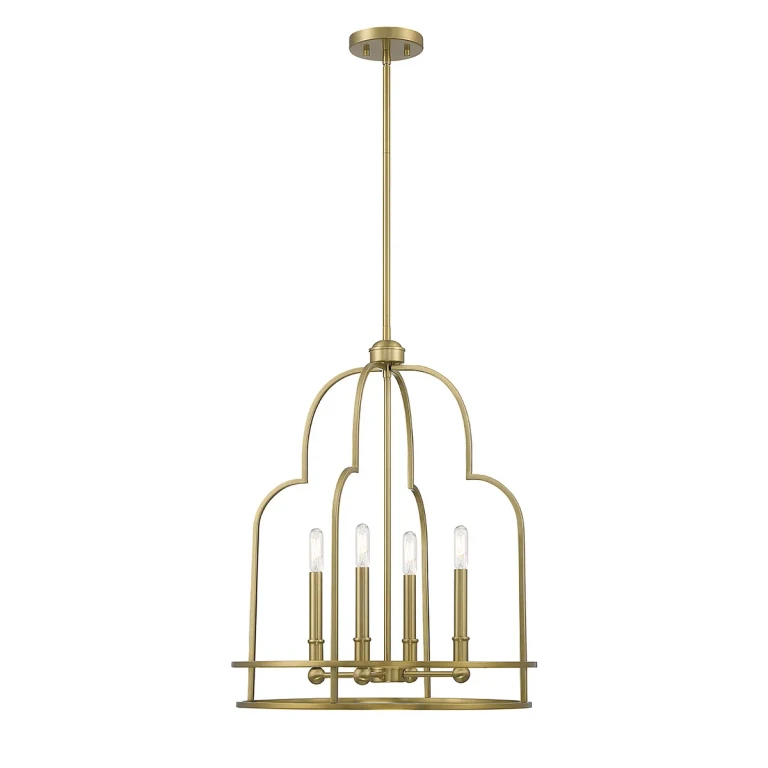Warm Brass Four Light Pendant from the Diplomat Collection