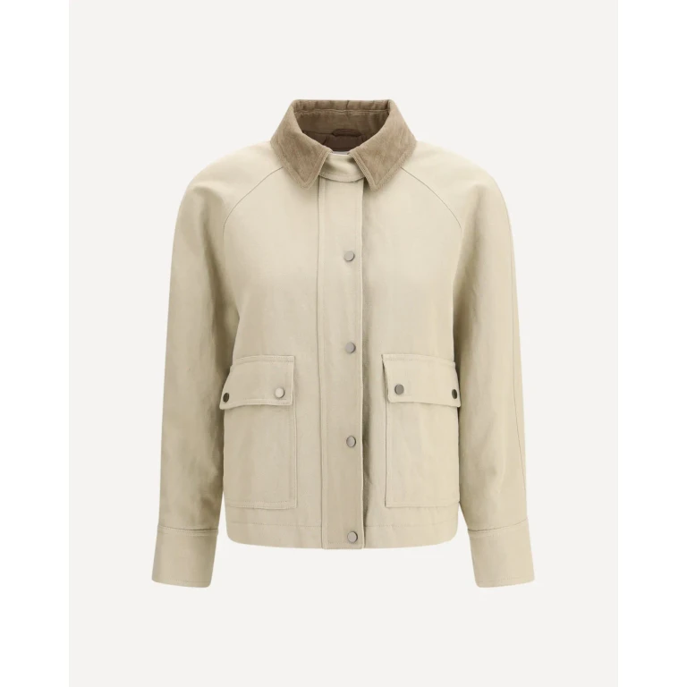 Chaqueta de lona de algodón y lino Brunello Cucinelli