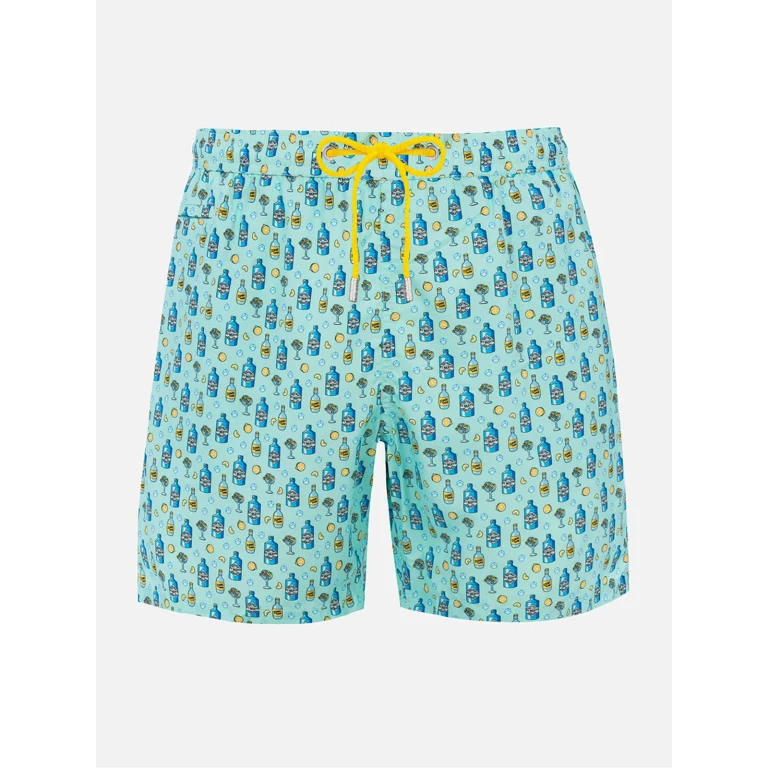 MC2 Saint Barth Lightweight Fabric Swim-shorts Lighting With Cocktail Gin Tonic Print