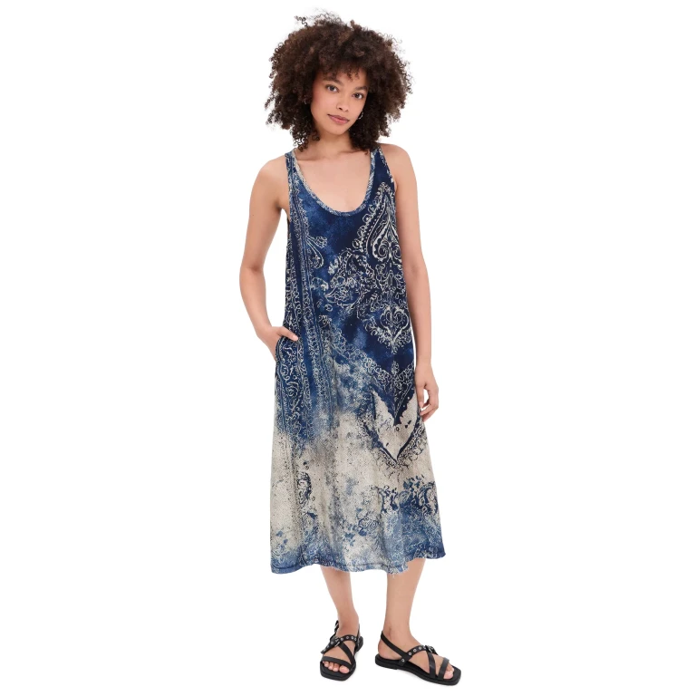 R13 Revised Tank Dress Blue Distressed Medallion XS