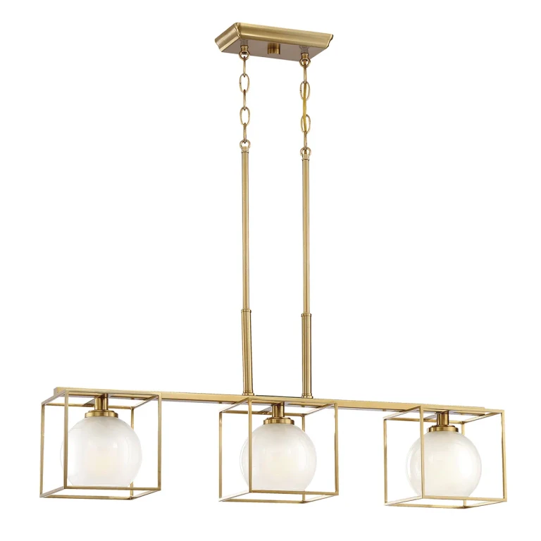 Brushed Gold Three Light Island Chandelier from the Cowen Collection