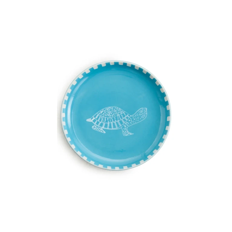 Carolina K Handpainted Turtle Appetizer Plate Blue One Size