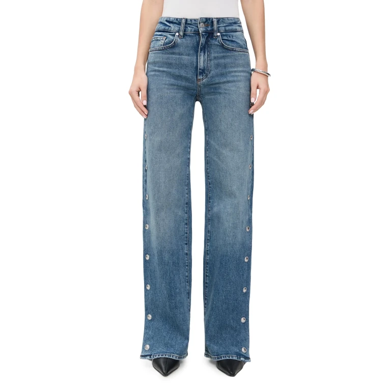 PAIGE Sasha 34 Side Seam Snap Jeans Cruising 28