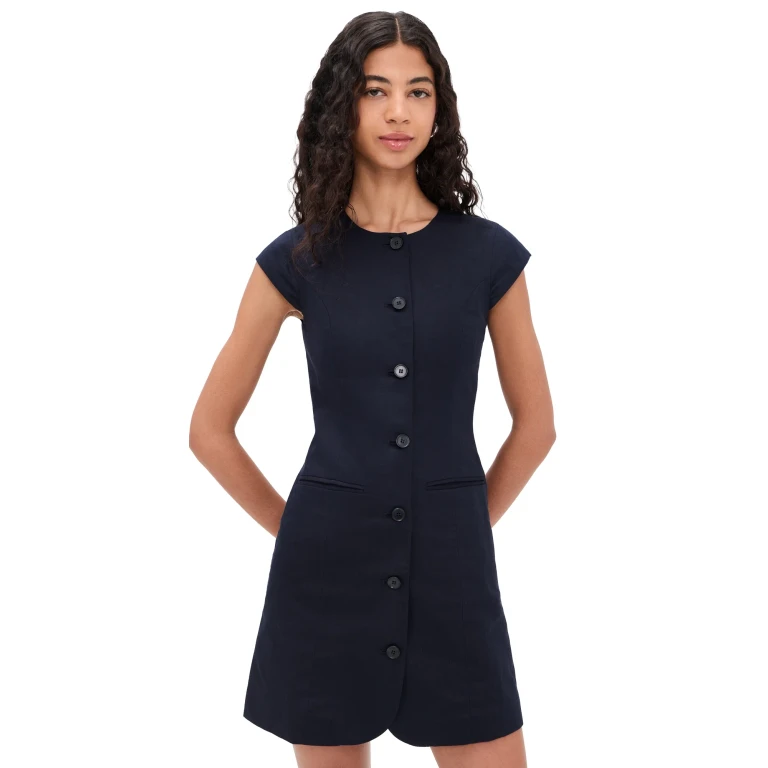 ALIGNE Jennie Linen Mix Dress Navy 2