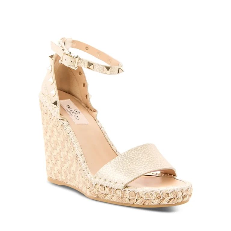 Valentino Garavani Women's Studded Espadrille Wedge Sandals