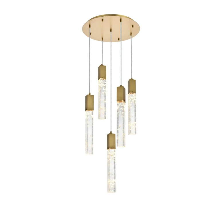 Satin Gold And Clear Chandelier from the Aurora Collection