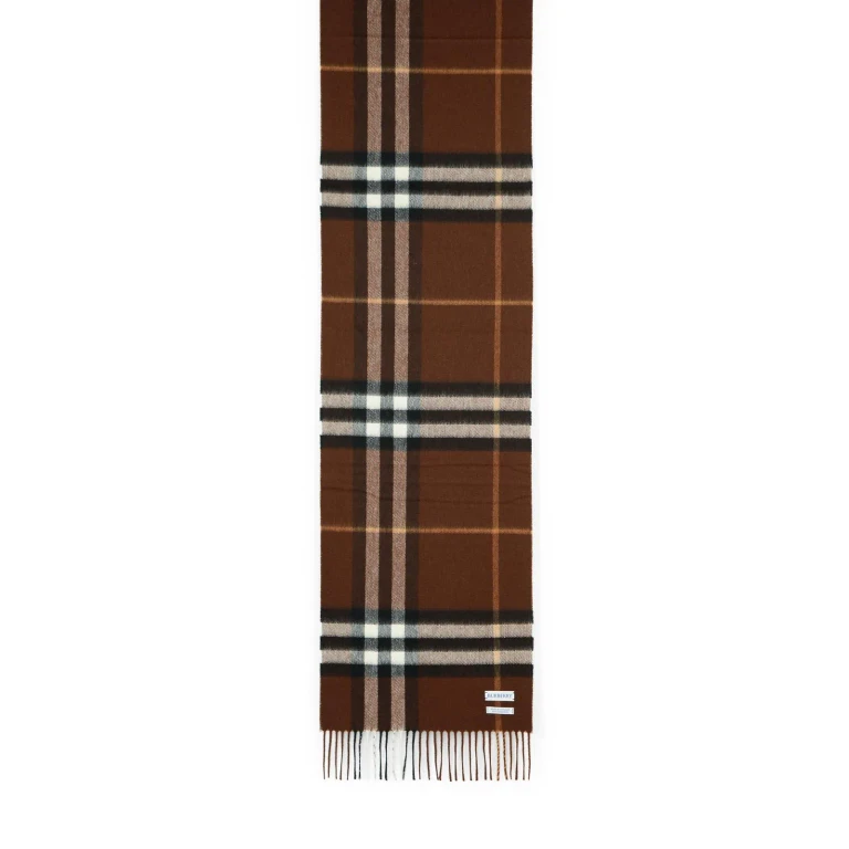 Burberry mu Giant Check Brown Cashmere Scarf