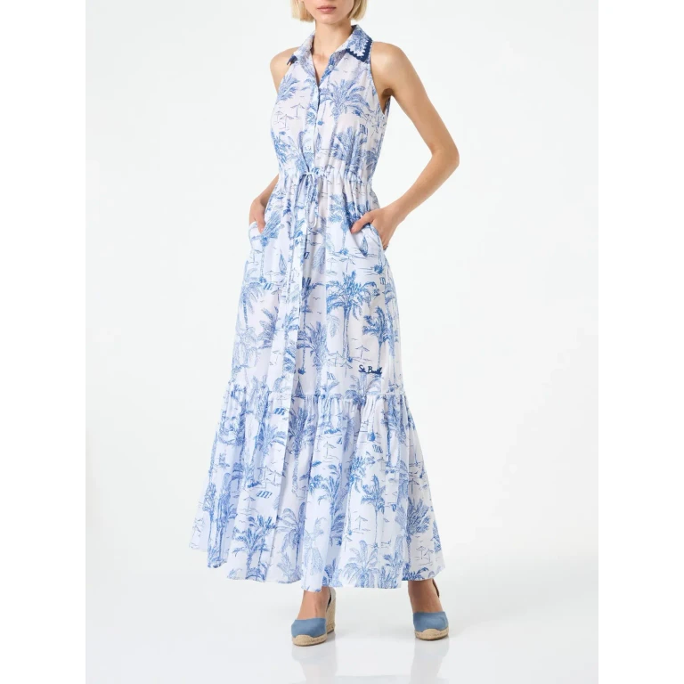 MC2 Saint Barth Toile De Jouy Ida Halterneck Long Dress
