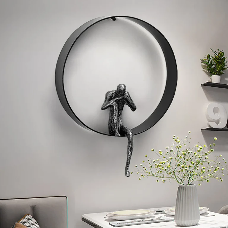 Modern 3D Artistic Figure Metal and Resin Wall Decor in Black