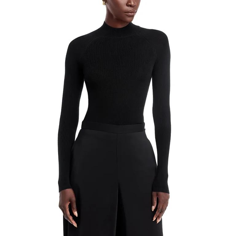 Majestic Filatures Mock Neck Wool & Silk Top