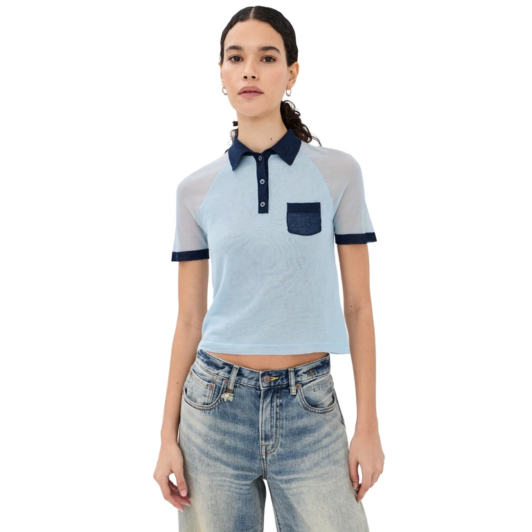 Acne Studios Transparent Polo Sweater Light Blue/Navy XXS