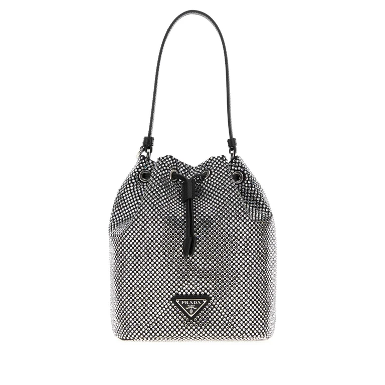 Prada Embellished Satin Bucket Bag Cristal Sevi-cristallo-agnello Borse A Secchiello - Women