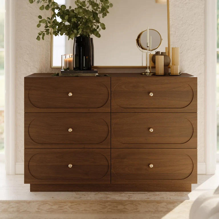 47" Modern Natural 6-Drawer Dresser with Charging Station