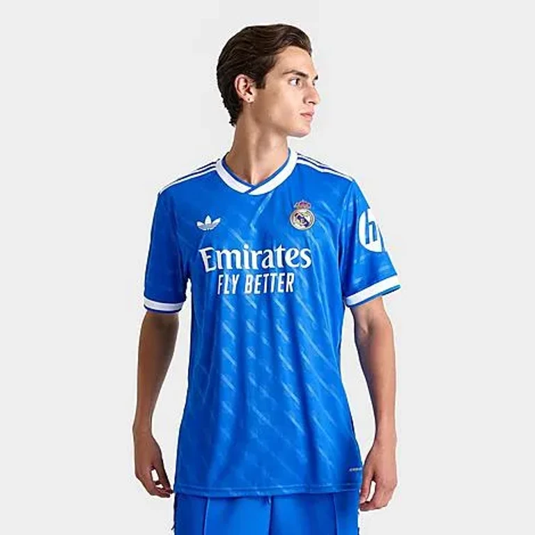 adidas Men's Real Madrid 25-26 Third Soccer Jersey in Bluebird Size: Small