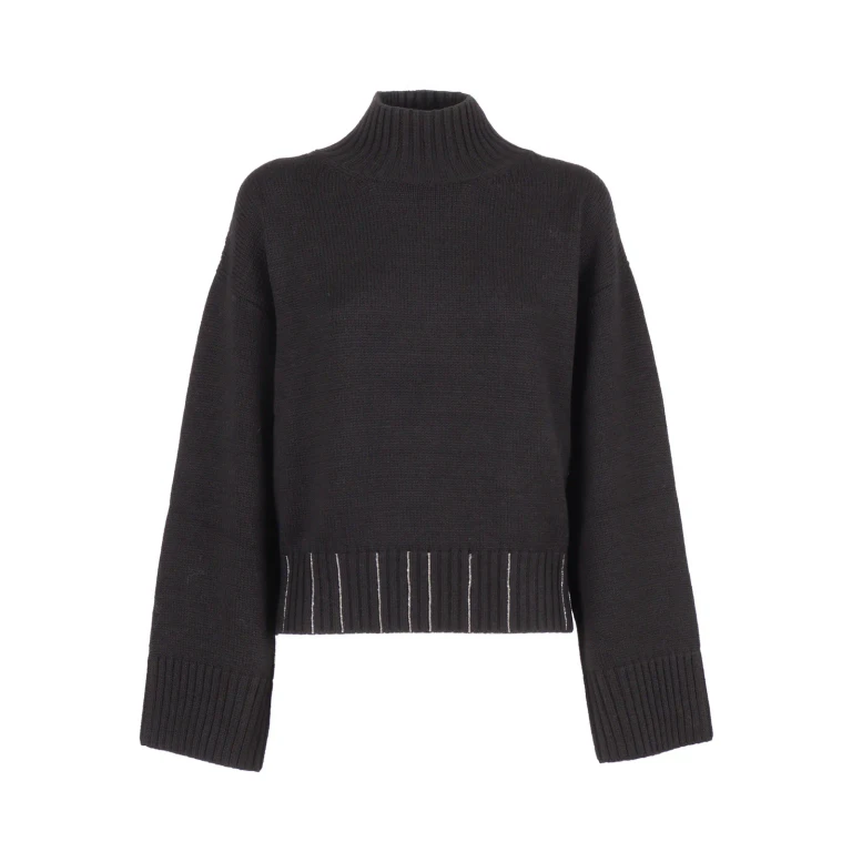 Fabiana Filippi Merino Wool Cropped Turtle Neck Sweater