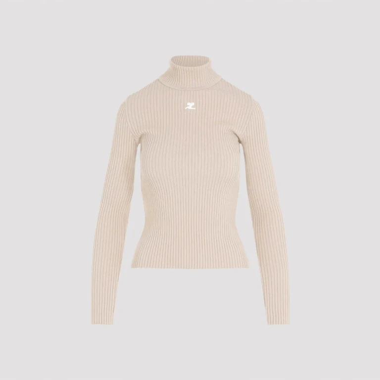 Maglione a collo alto a coste Courrèges