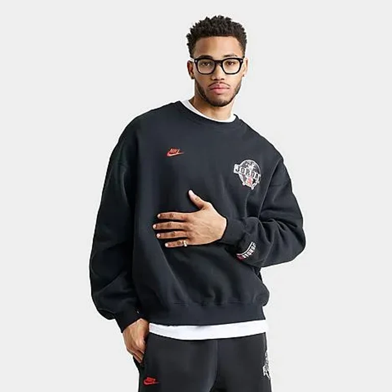 Men's Brooklyn Varsity Crewneck Sweatshirt in Black Size: Small