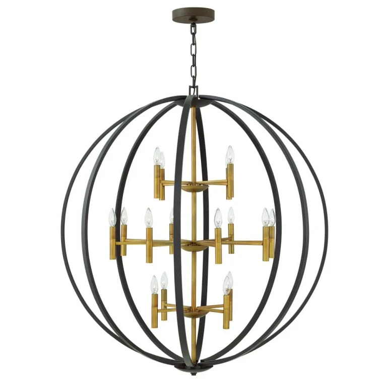 Euclid 16-Light Three Tier Chandelier in Spanish Bronze