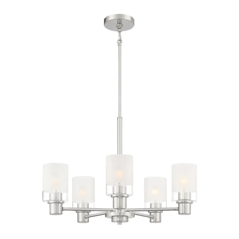 Brushed Nickel Five Light Chandelier from the Cedar Lane Collection