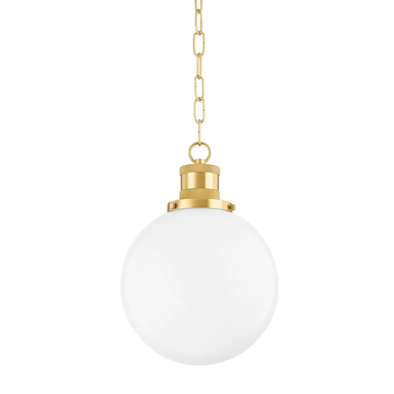 Aged Brass One Light Pendant from the Beverly Collection