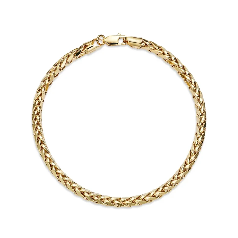 Men's Wheat Link Chain Bracelet in 14K Yellow Gold