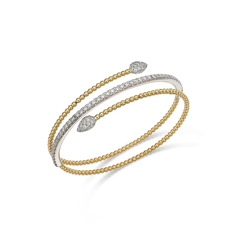 Diamond Bypass Bracelet in 14K Two Tone Gold, 1.8 tcw