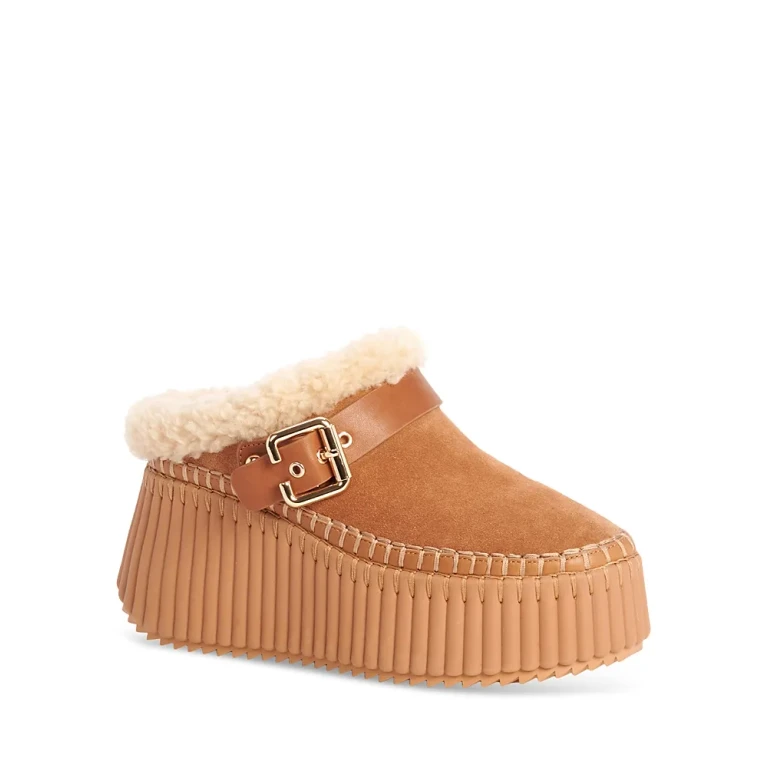 Chloe Women's Nama Shearling Lined Wedge Mules