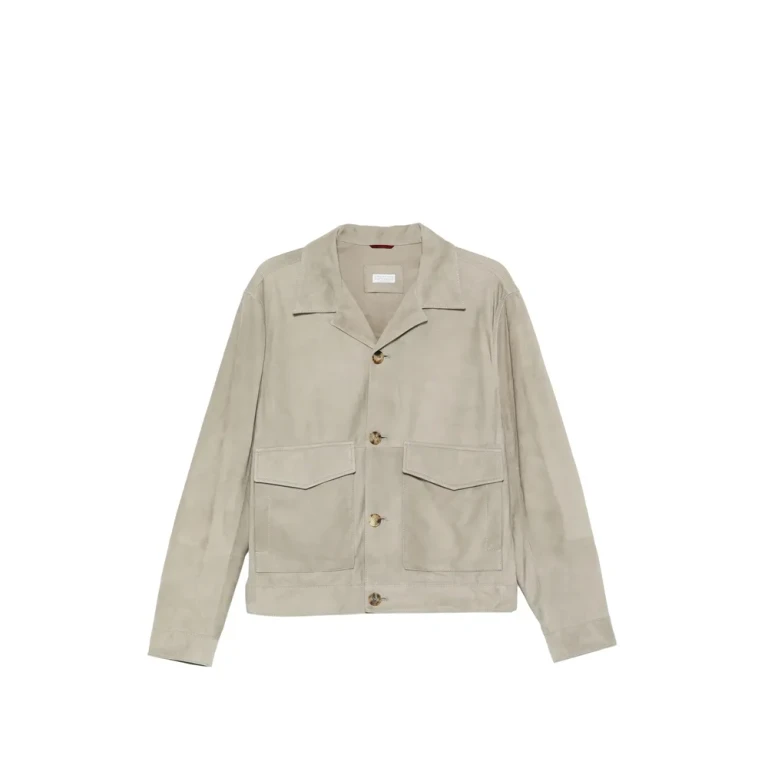 Brunello Cucinelli Lederjacke mit Taschen