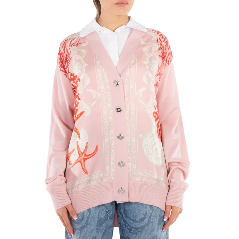 Versace Barocco Sea Panelled V-Neck Cardigan