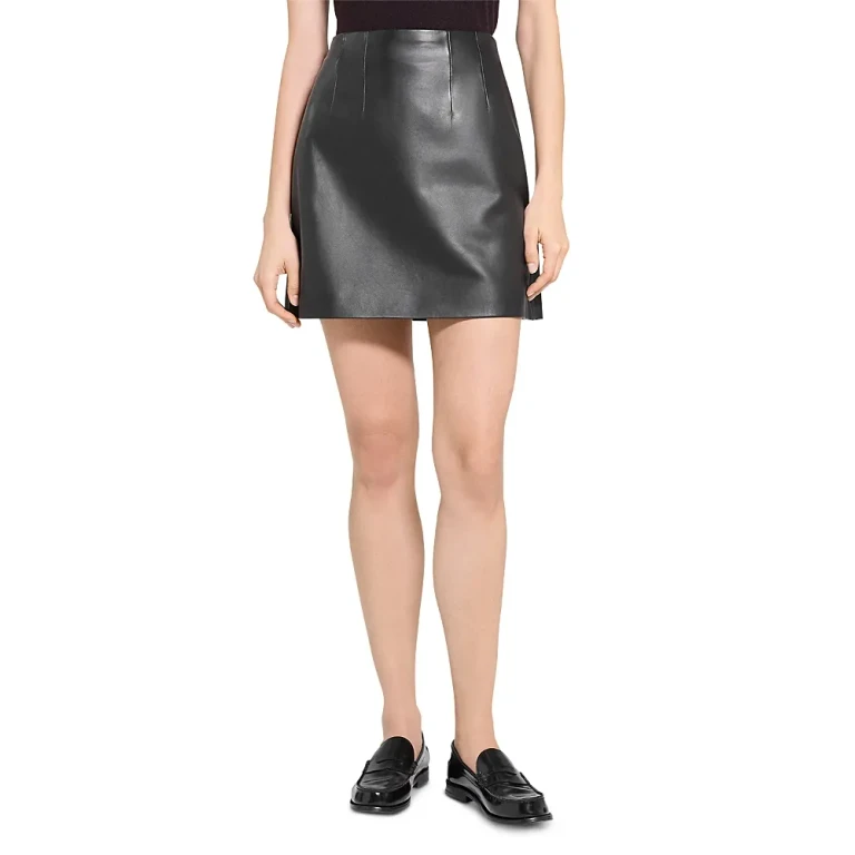 Theory High Waist Leather Mini Skirt