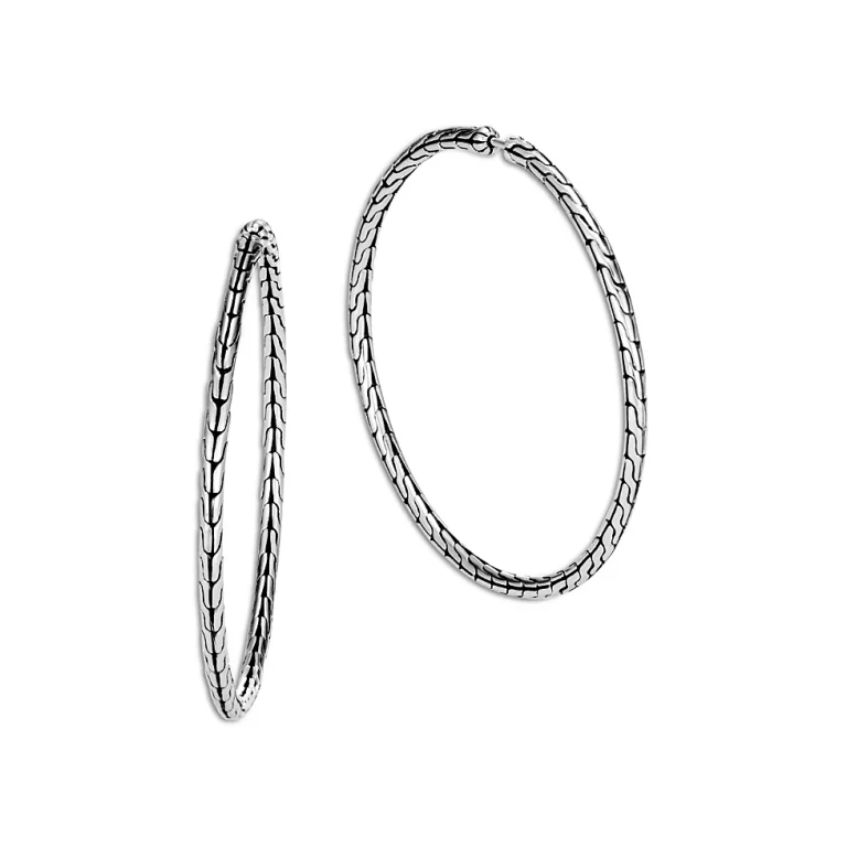 John Hardy Sterling Silver Classic Chain Large Hoop Earrings