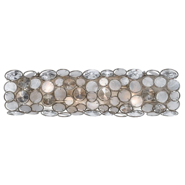 Palla 4-Light 24" Bathroom Vanity Light in Antique Silver with Hand Cut Crystal Crystals