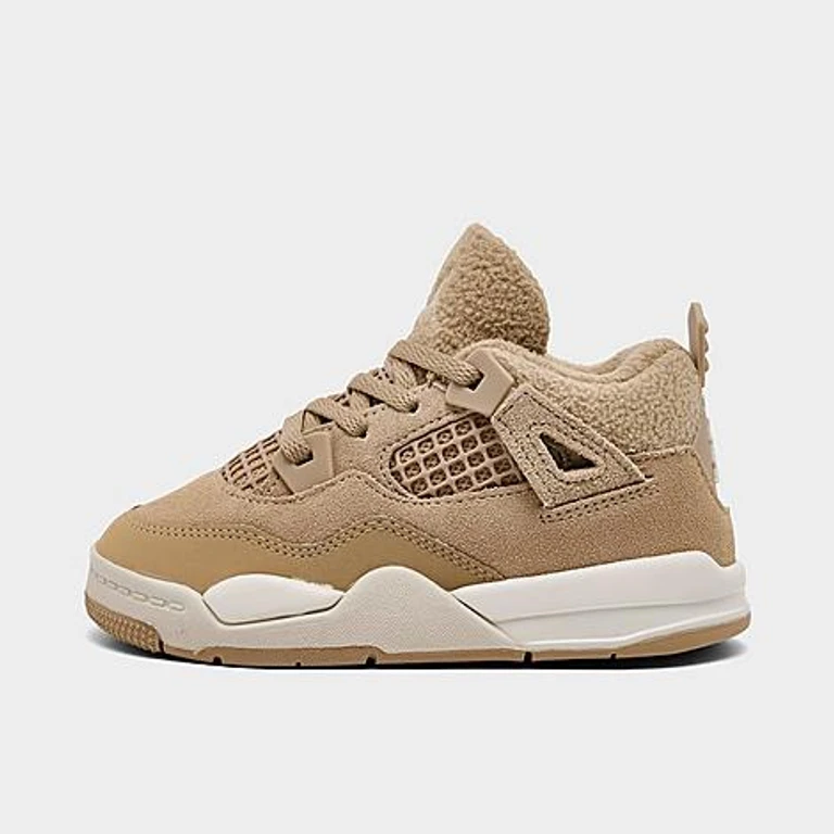 Jordan Girls' Toddler Air Retro 4 Basketball Shoes in Hemp/Light Orewood Brown Size: 4.0